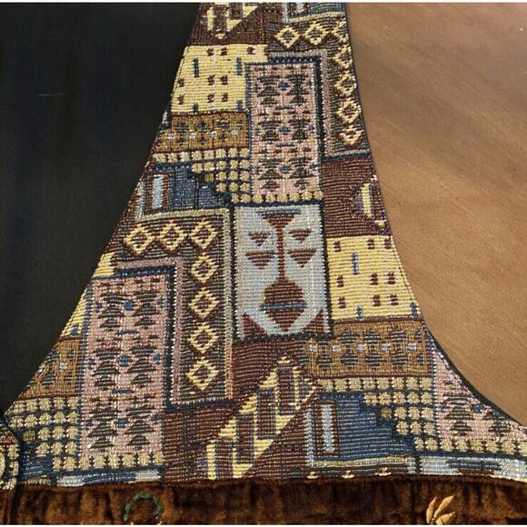 Vintage Boho Embroidered Patchwork Tapestry Vest Sz Medium Festival Renaissance - Picture 3 of 7